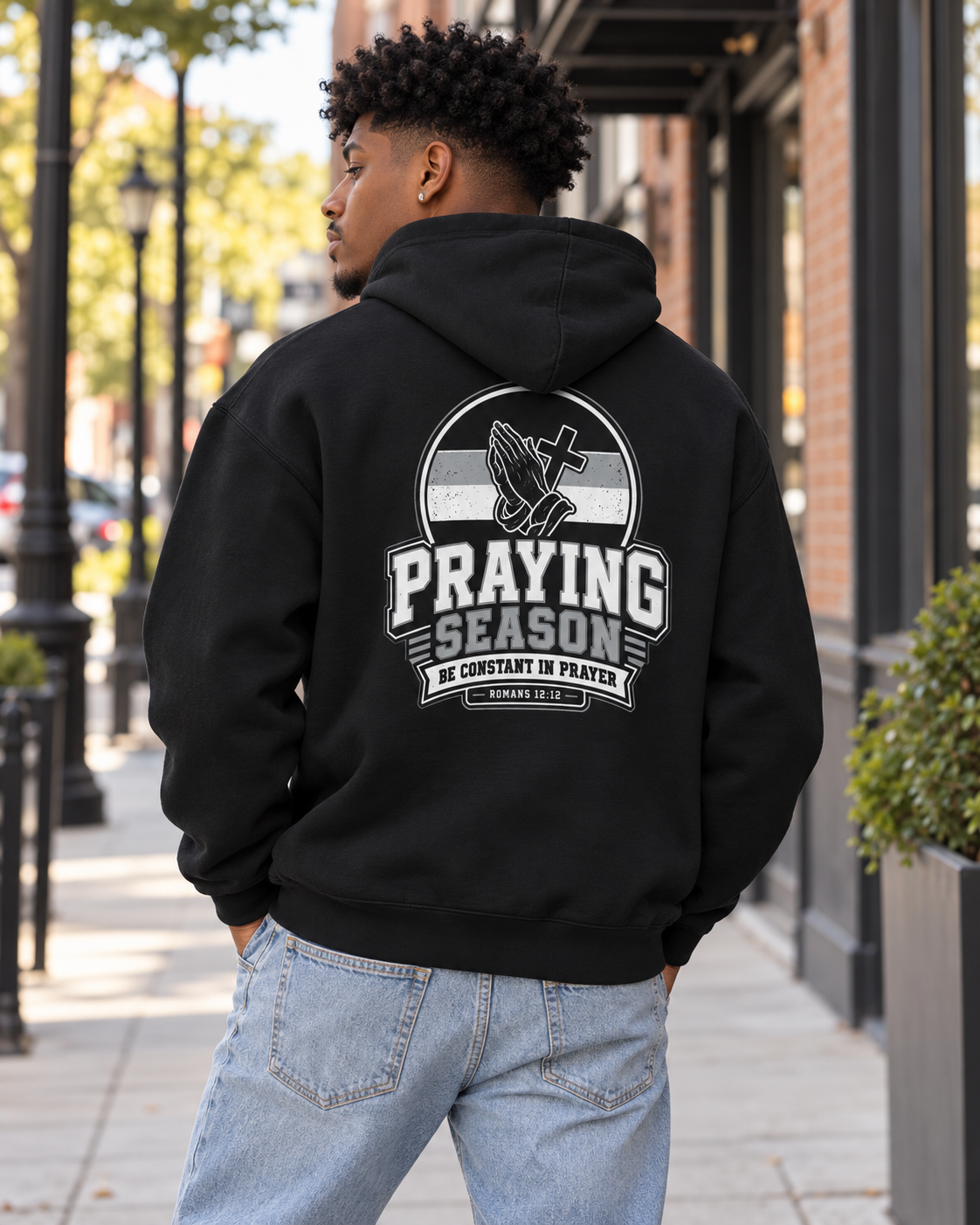 Praying Season hoodie | Black/White/Gray | Faith Christian sweatshirt: other