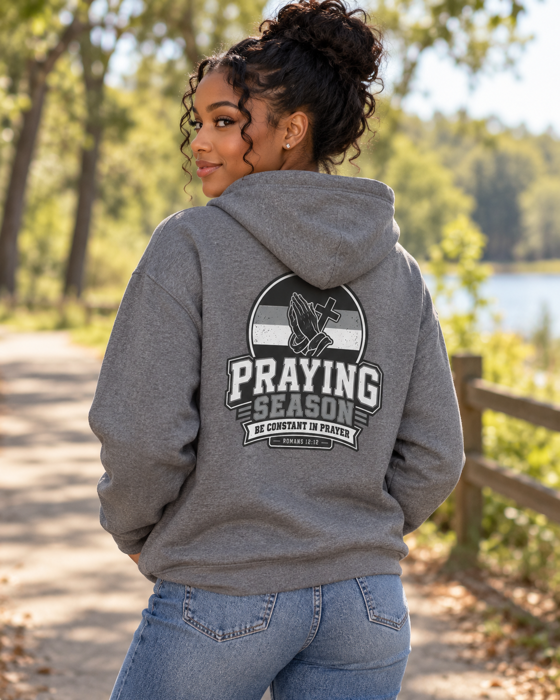 Praying Season hoodie | Black/White/Gray | Faith Christian sweatshirt: other