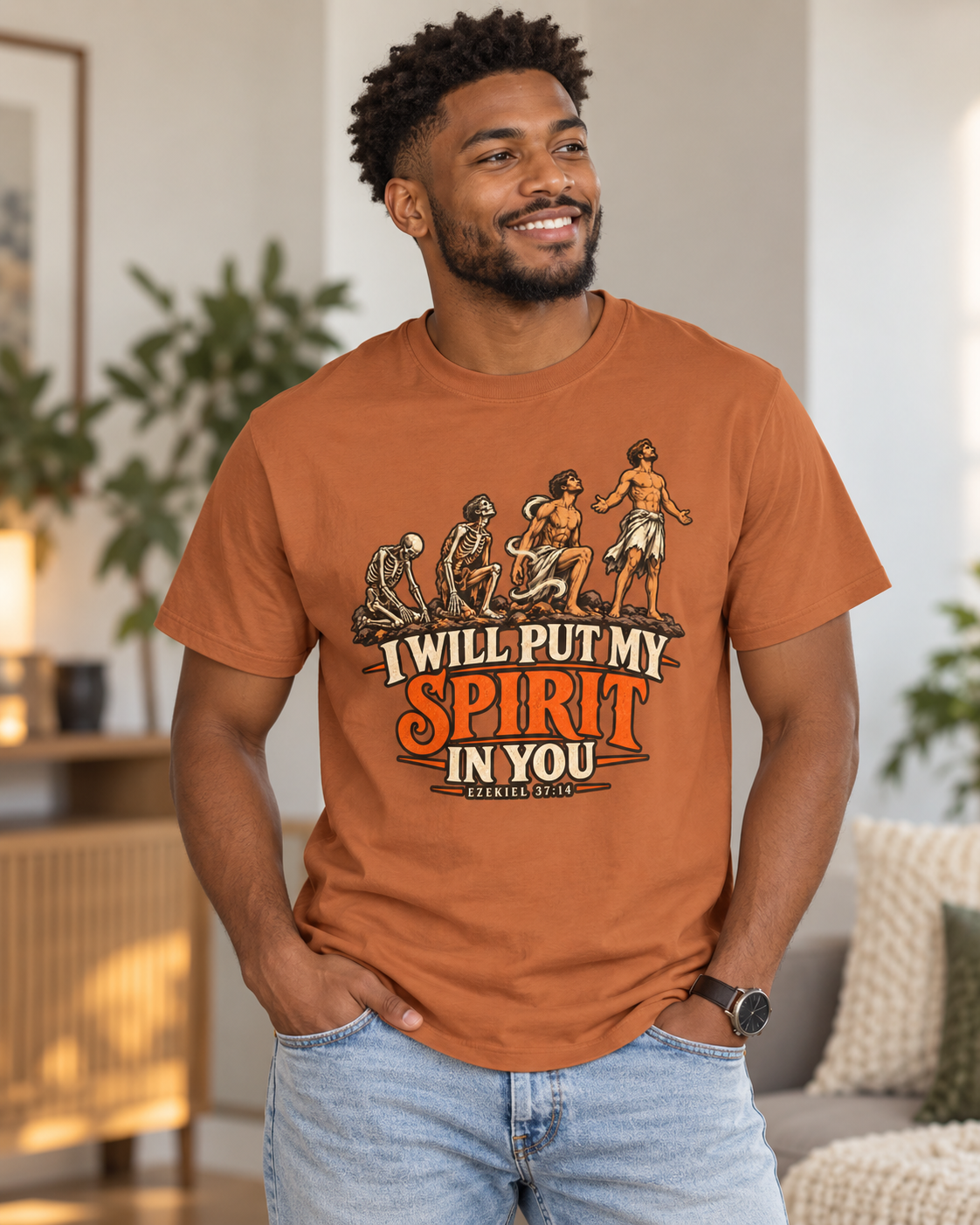 I Will Put My Spirit In You T-shirt | Ezekiel 37:14 Bible Verse, Skeleton Hand Design: other