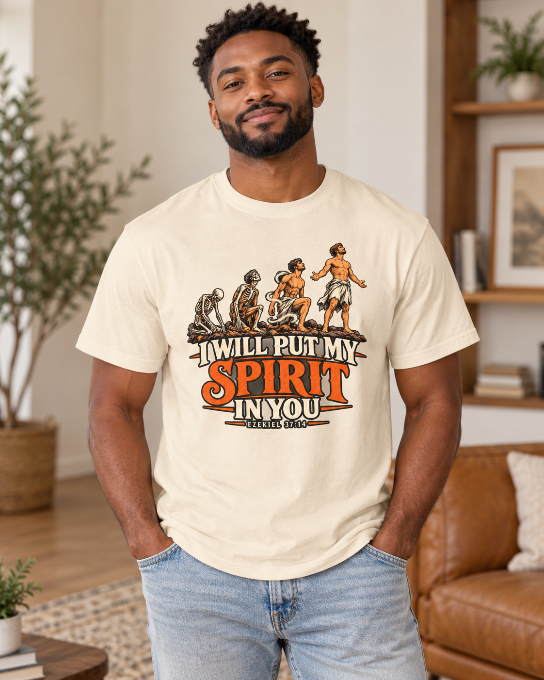 I Will Put My Spirit In You T-shirt | Ezekiel 37:14 Bible Verse, Skeleton Hand Design: other