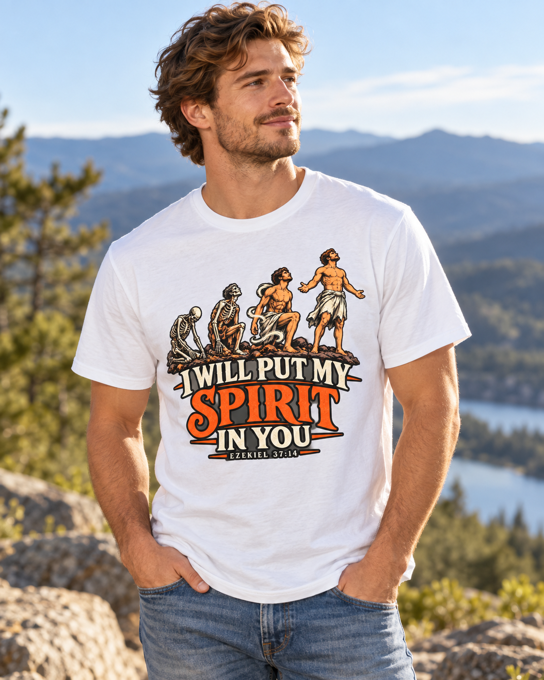 I Will Put My Spirit In You T-shirt | Ezekiel 37:14 Bible Verse, Skeleton Hand Design: other