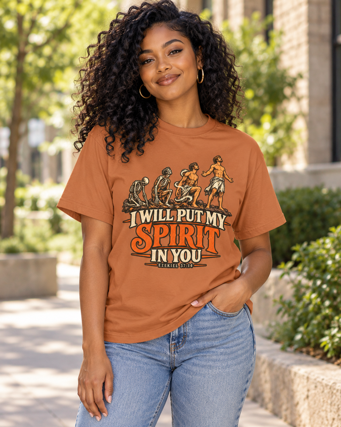 I Will Put My Spirit In You T-shirt | Ezekiel 37:14 Bible Verse, Skeleton Hand Design: other