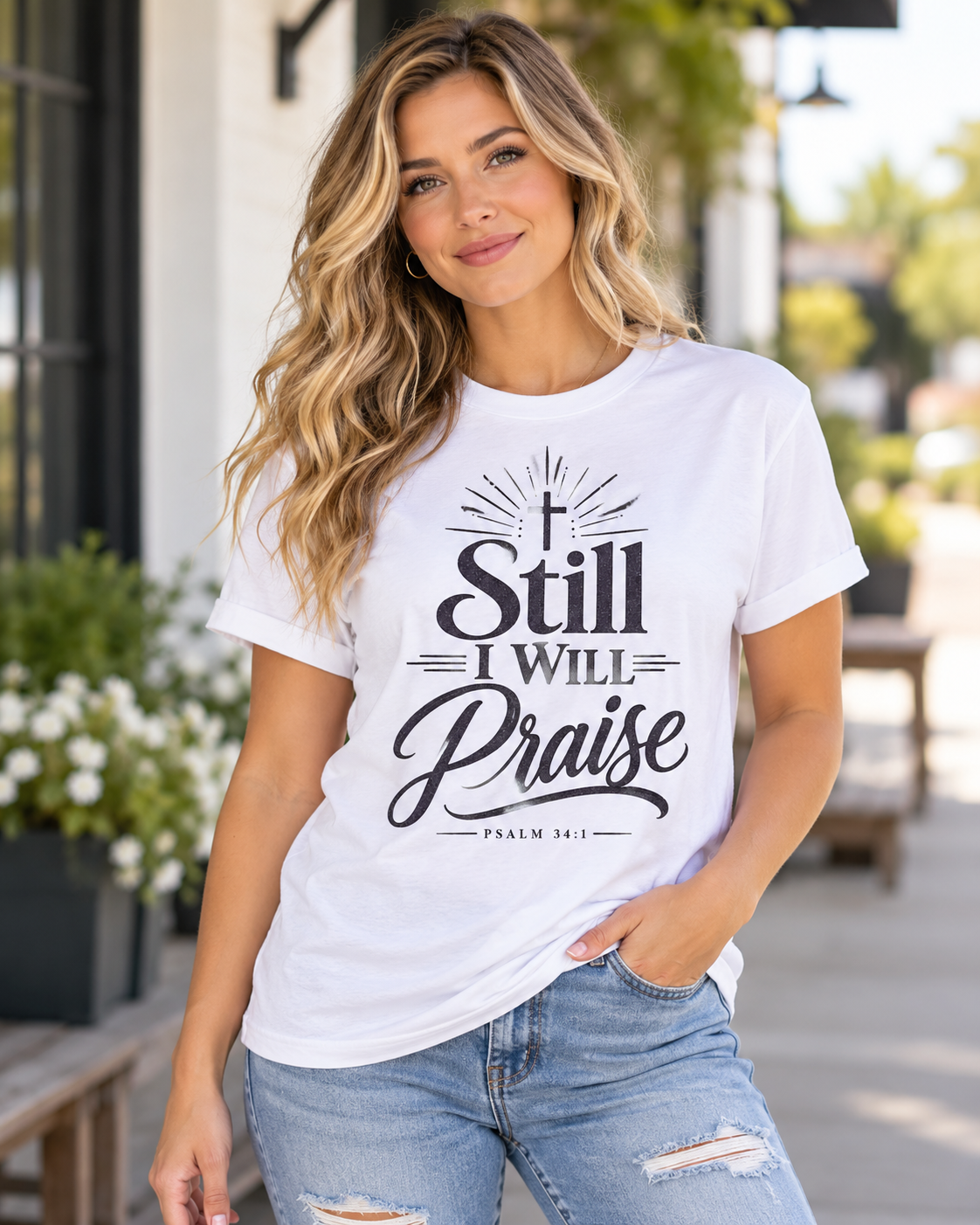 Still I Will Praise T-Shirt | Psalm 34 Scripture Faith Christian Tee: other