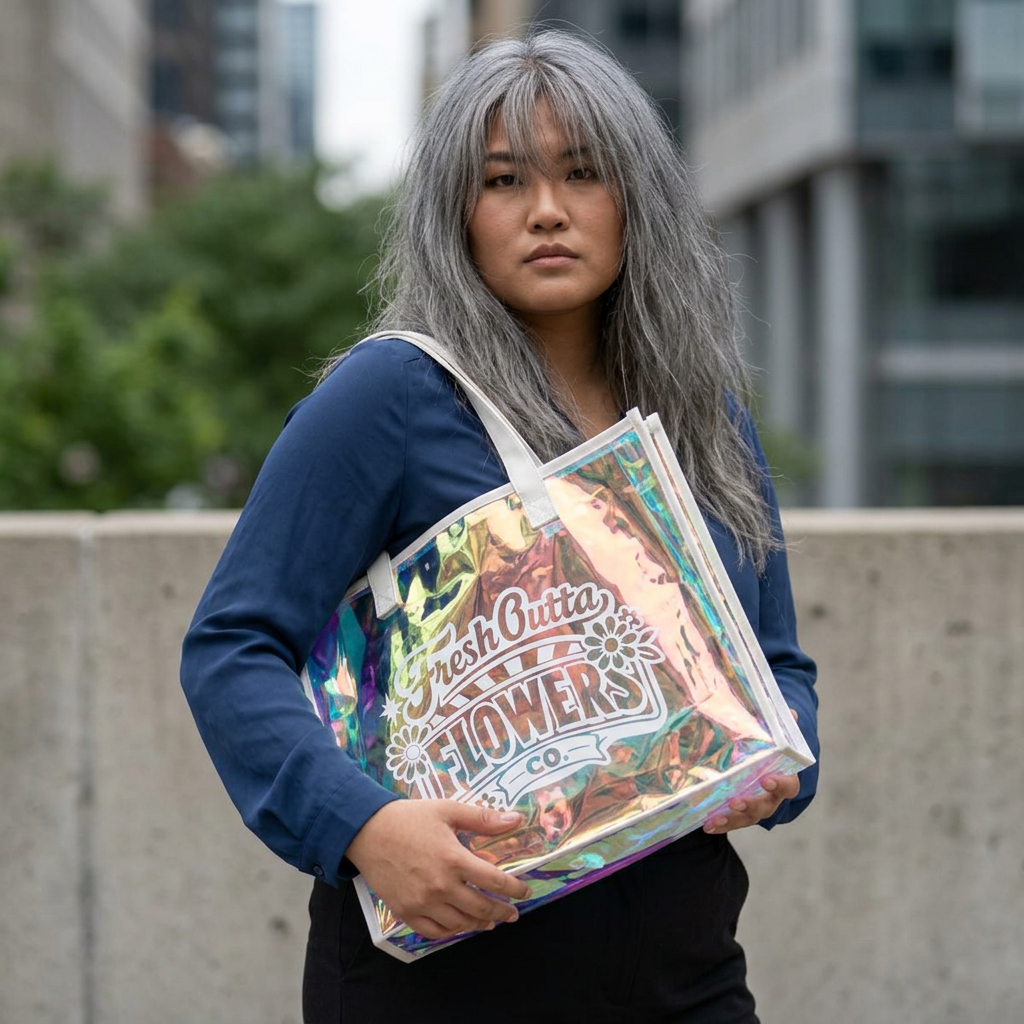 Holographic Beach Tote Bag — Add your logo!