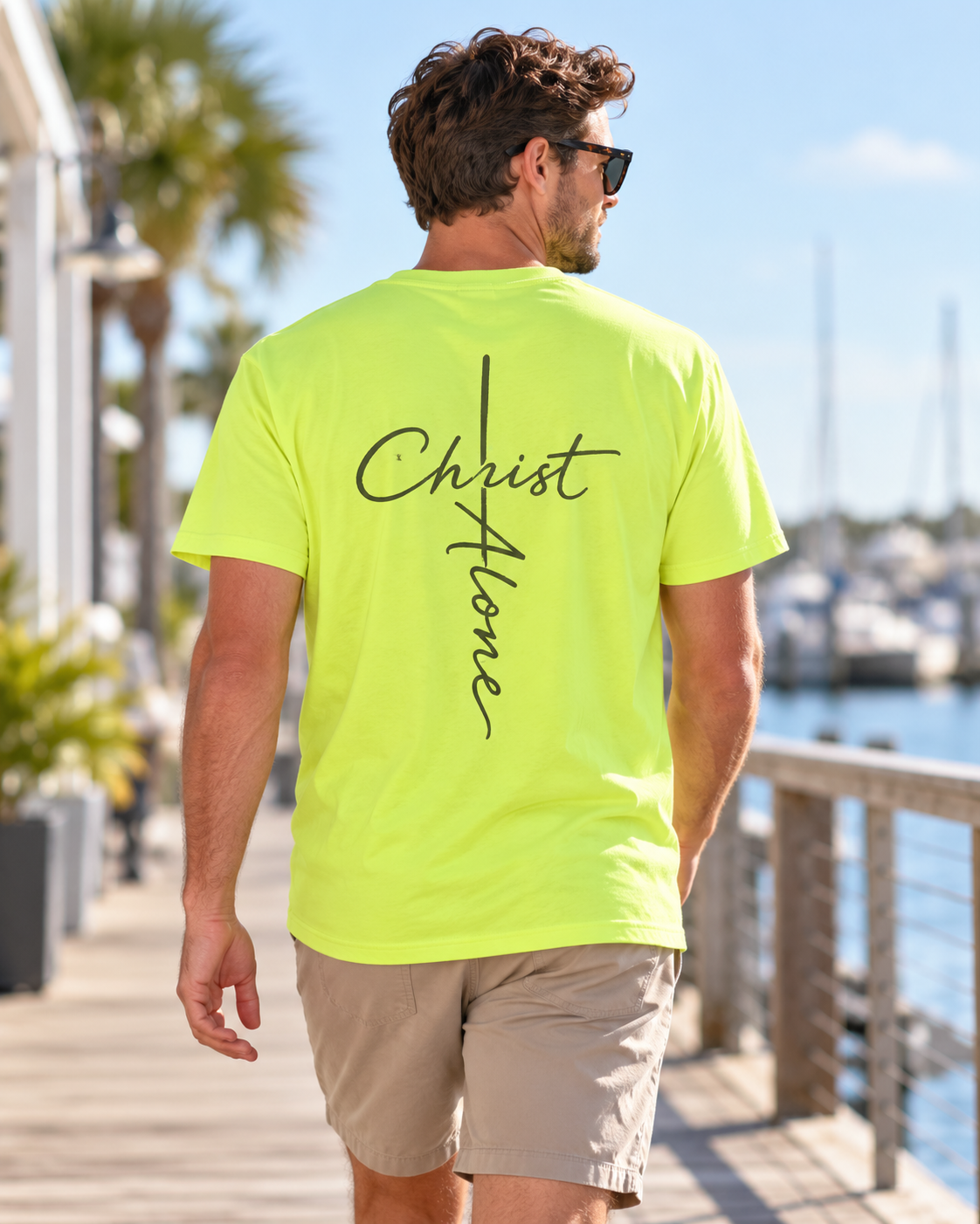 Christ Alone cross script T-shirt | Christian faith typography: other