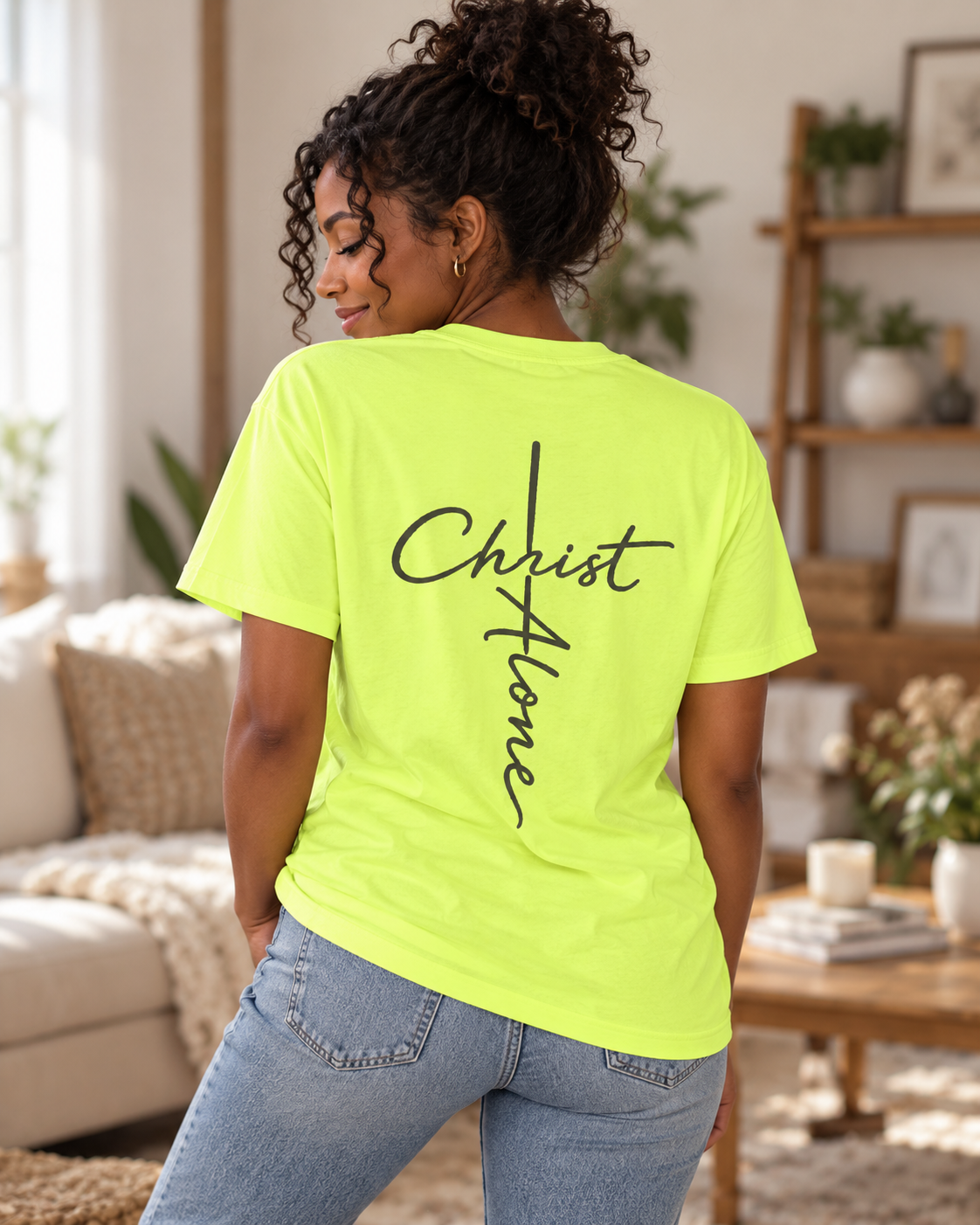 Christ Alone cross script T-shirt | Christian faith typography