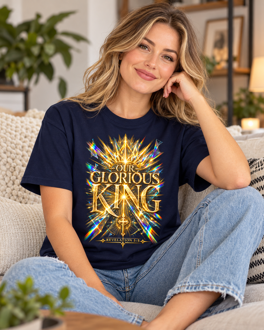 Our Glorious King T-Shirt | Christian Faith, Crown & Cross Design: other
