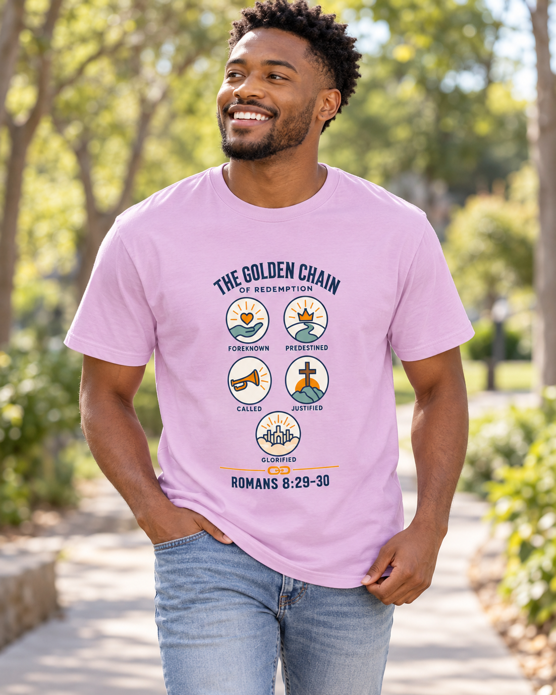 The Golden Chain of Redemption T-shirt | Romans 8:29-30 Scripture Design: other