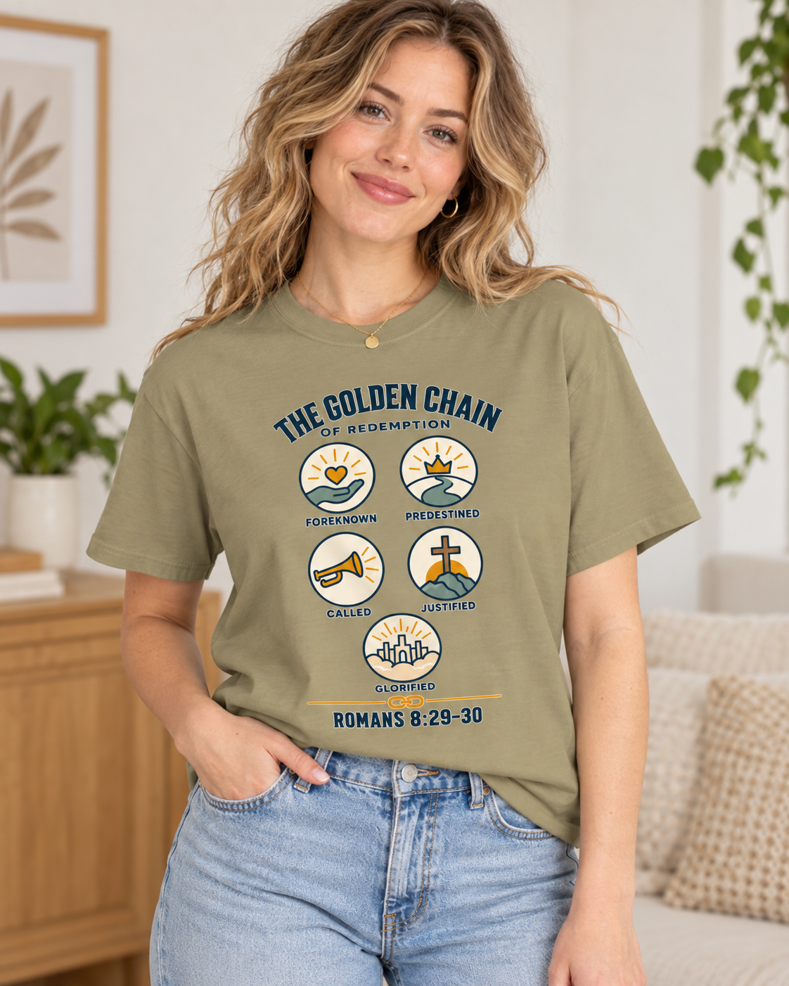 The Golden Chain of Redemption T-shirt | Romans 8:29-30 Scripture Design: other