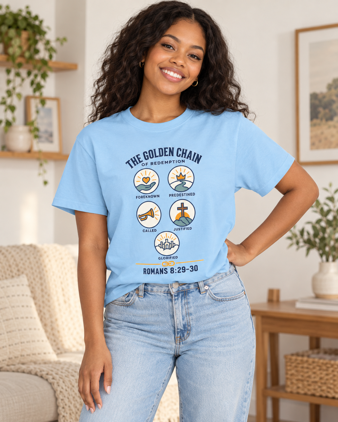 The Golden Chain of Redemption T-shirt | Romans 8:29-30 Scripture Design: other