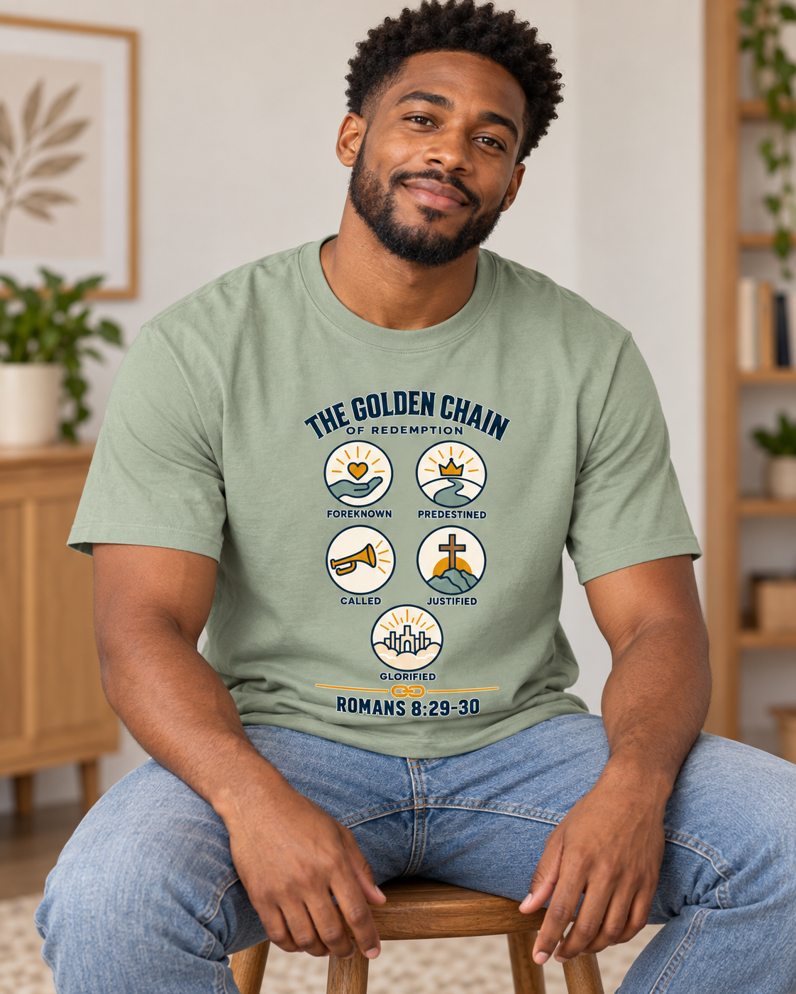 The Golden Chain of Redemption T-shirt | Romans 8:29-30 Scripture Design: other