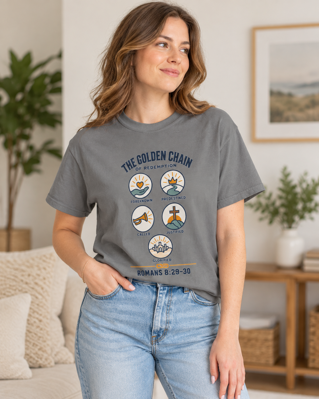 The Golden Chain of Redemption T-shirt | Romans 8:29-30 Scripture Design: other