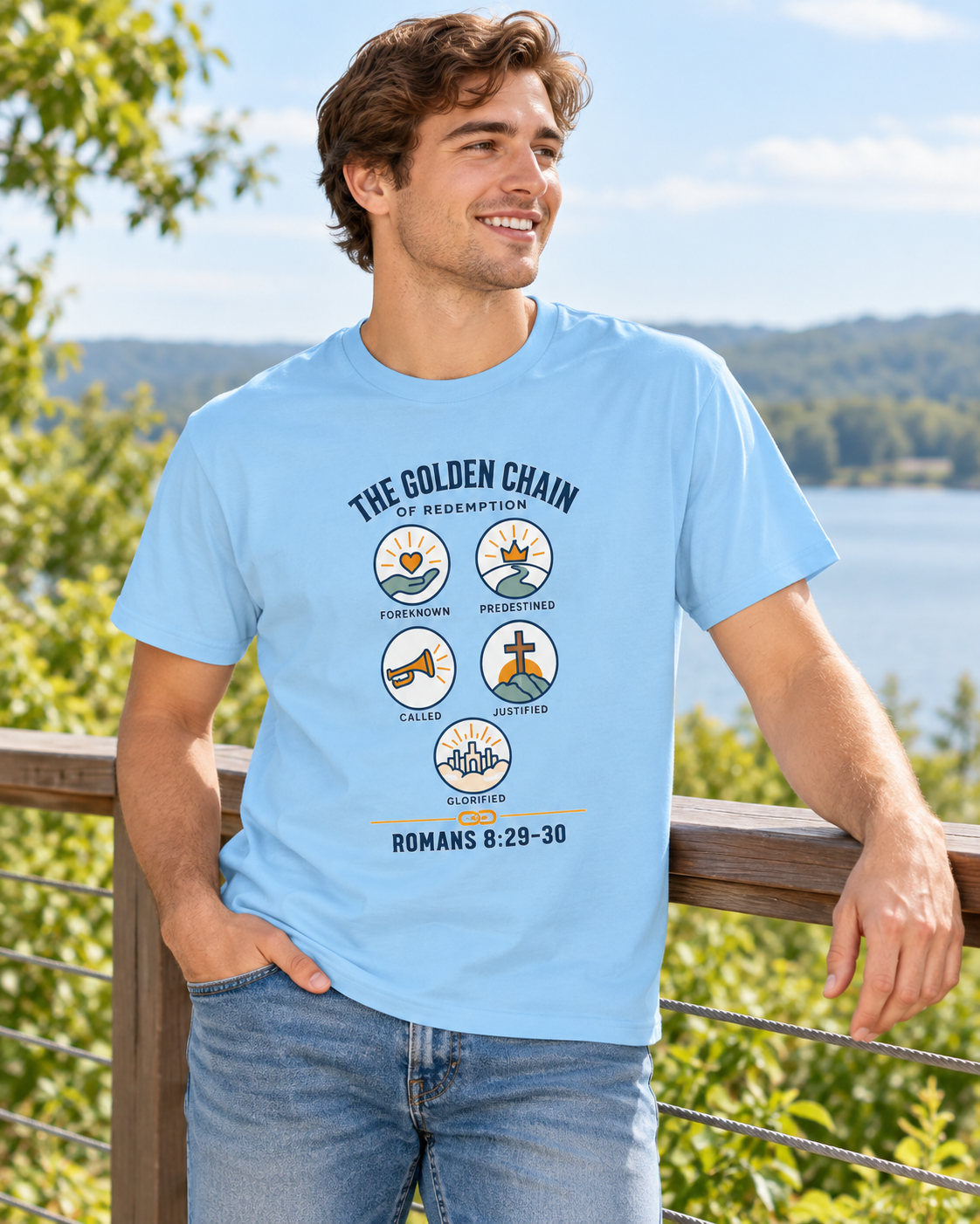 The Golden Chain of Redemption T-shirt | Romans 8:29-30 Scripture Design: other