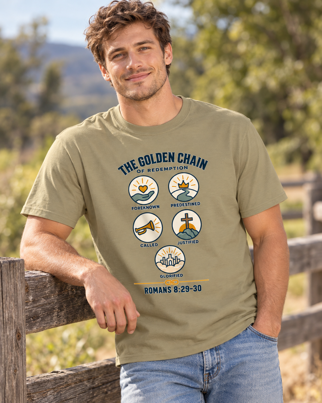 The Golden Chain of Redemption T-shirt | Romans 8:29-30 Scripture Design: other