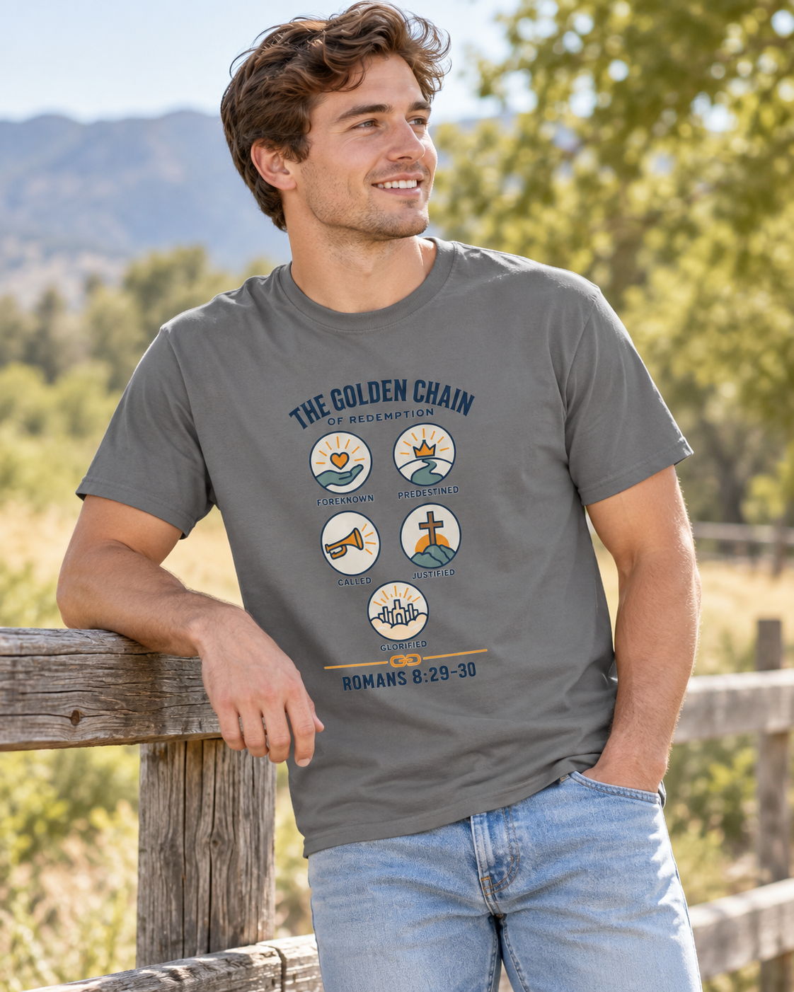 The Golden Chain of Redemption T-shirt | Romans 8:29-30 Scripture Design: other