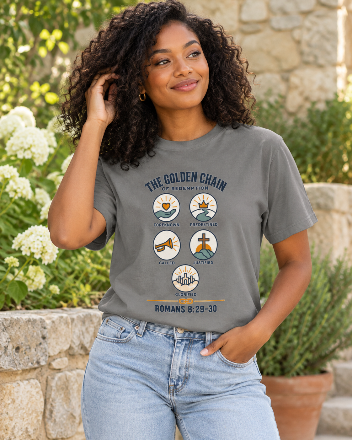 The Golden Chain of Redemption T-shirt | Romans 8:29-30 Scripture Design: other