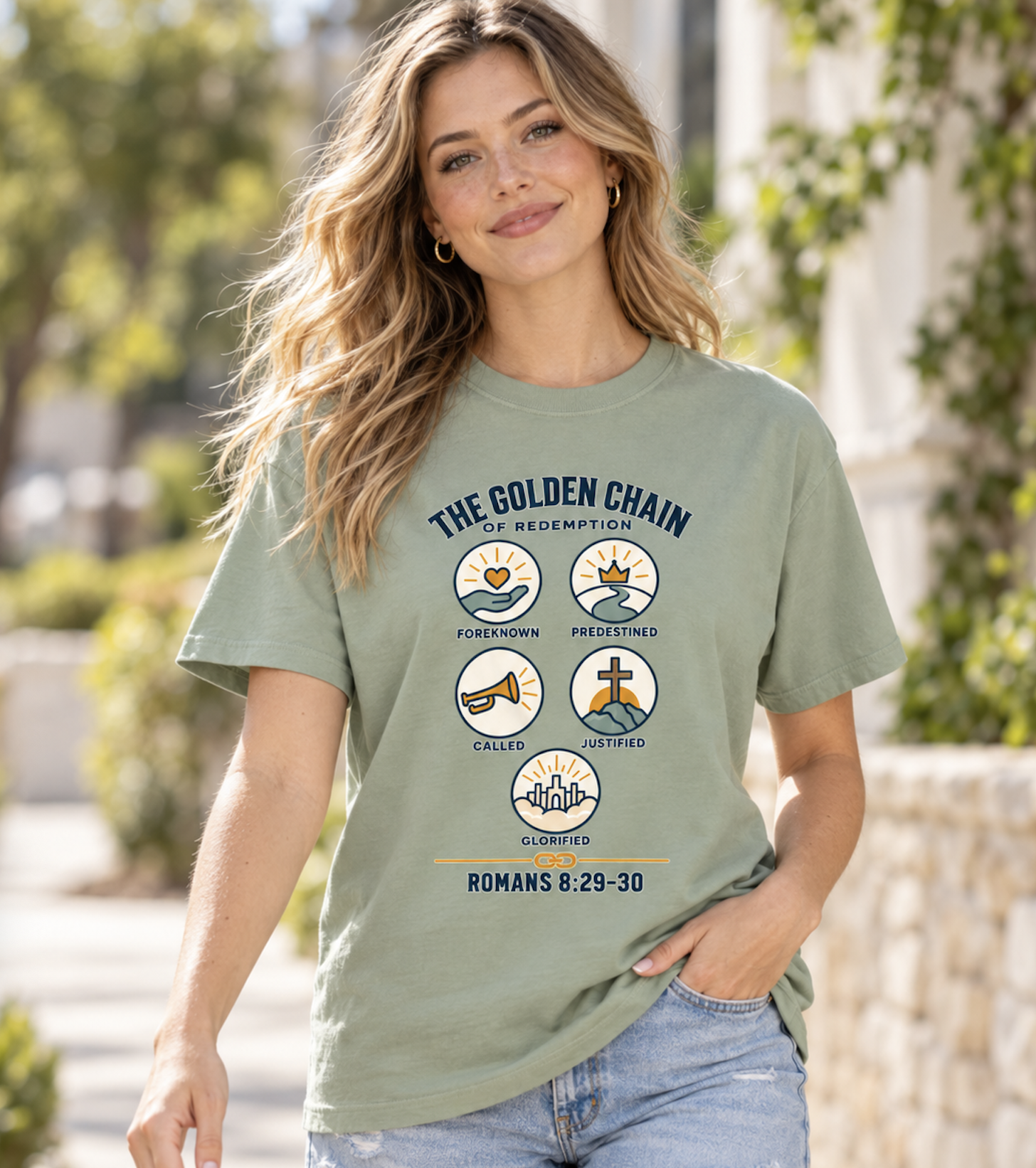 The Golden Chain of Redemption T-shirt | Romans 8:29-30 Scripture Design: other
