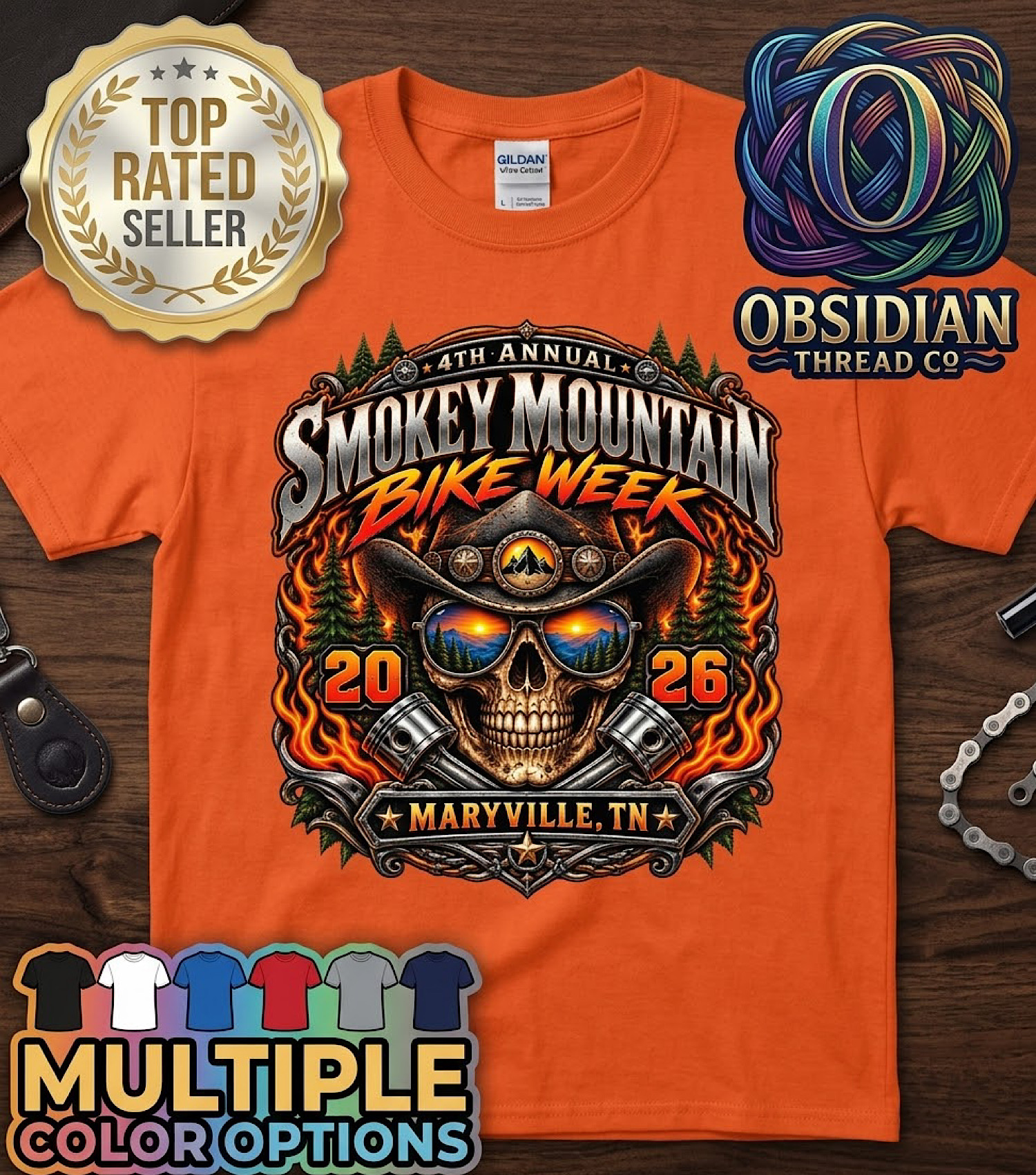 2026 Smoky Mountain Bike Week Shirt 4th Annual Maryville TN Biker no harley color preview 3