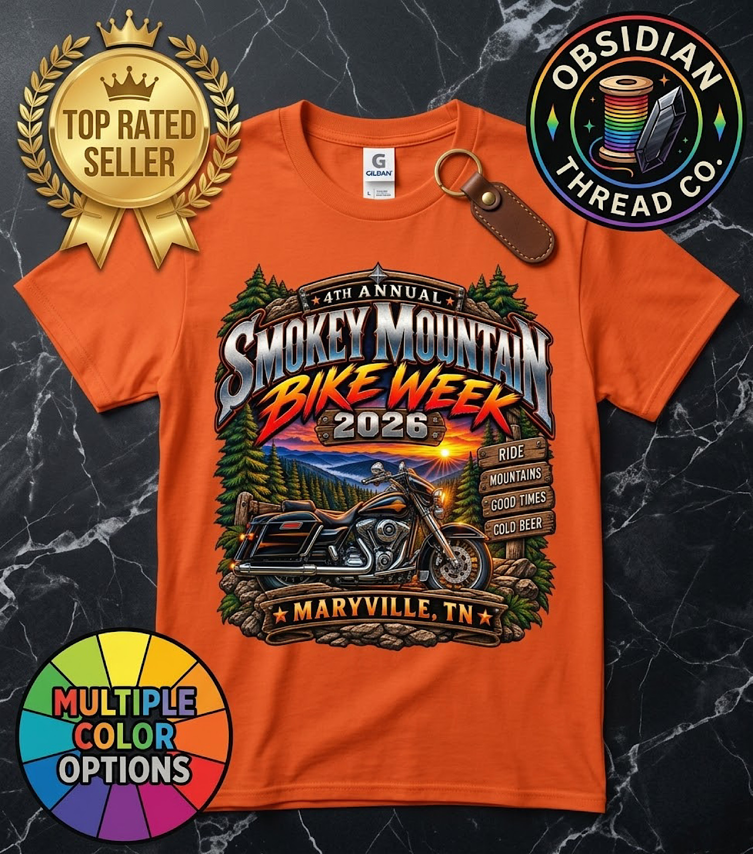 2026 Smoky Mountain Bike Week Shirt 4th Annual Maryville TN Biker no harley color preview 3