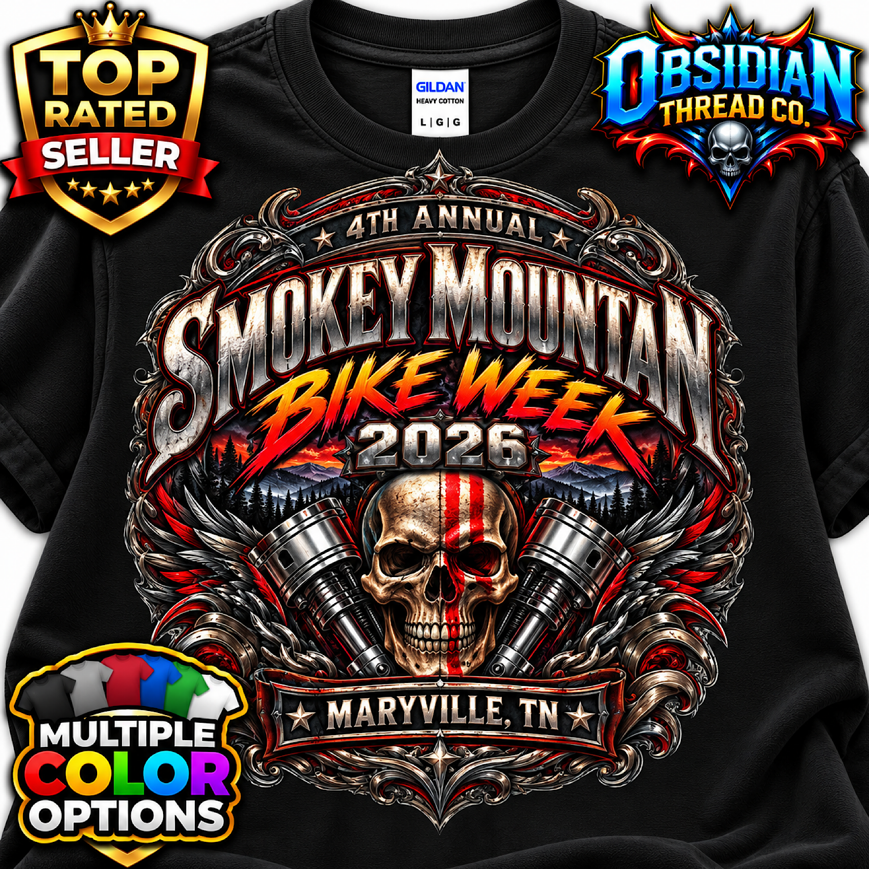 2026 Smoky Mountain Bike Week Shirt 4th Annual Maryville TN Biker no harley color preview 4