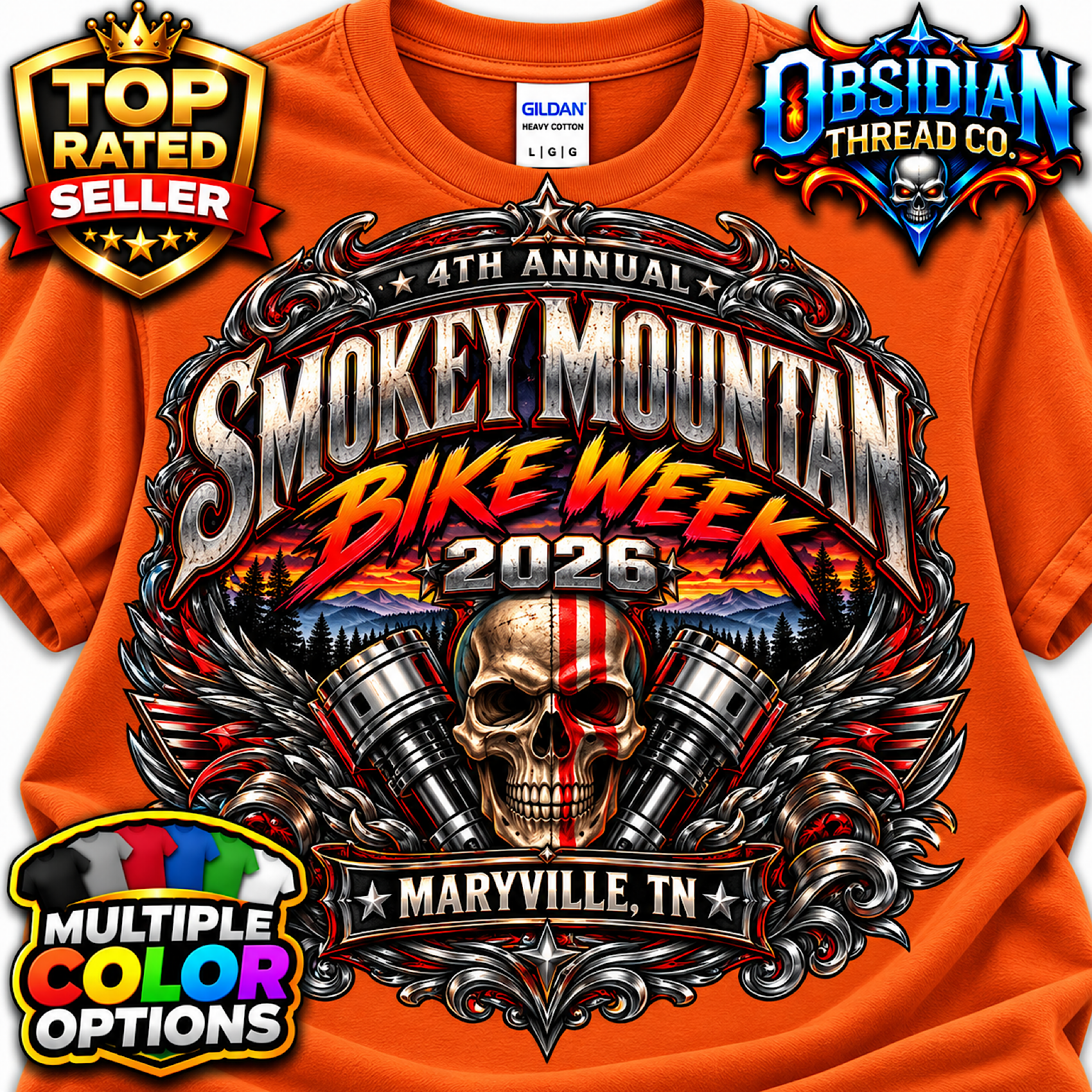 2026 Smoky Mountain Bike Week Shirt 4th Annual Maryville TN Biker no harley color preview 3