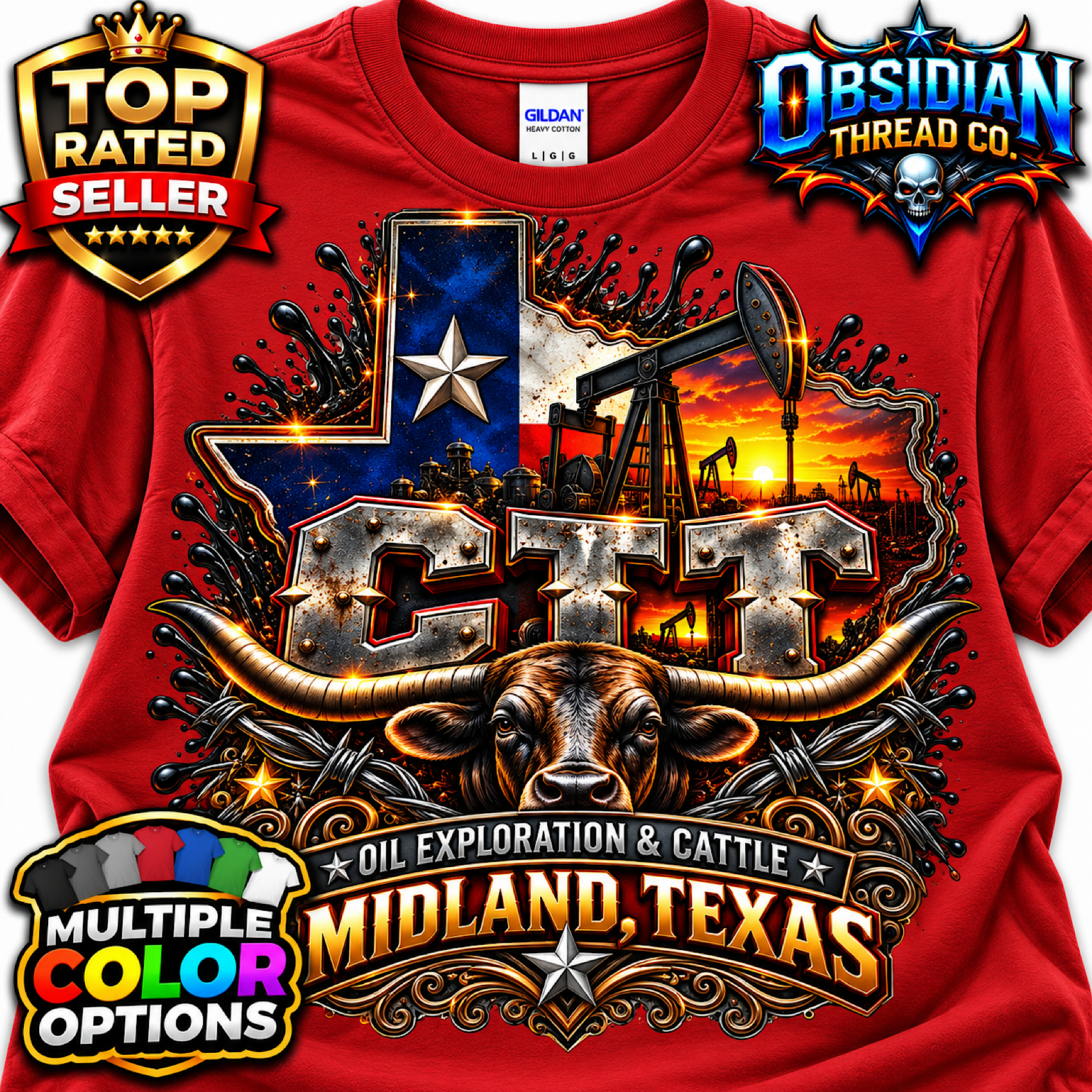 CTT Oil Exploration & Cattle Shirt M-Tex Oil Landman Patch Cafe Texas Tee color preview 2