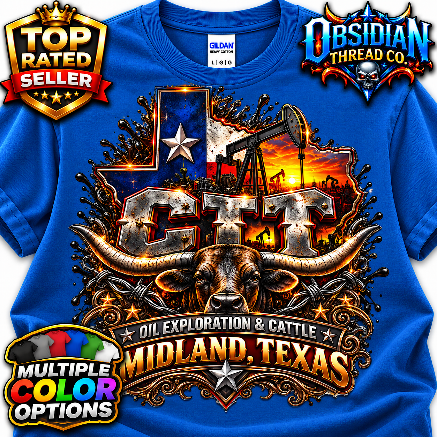 CTT Oil Exploration & Cattle Shirt M-Tex Oil Landman Patch Cafe Texas Tee color preview 3