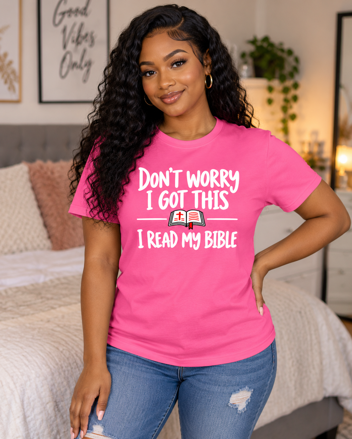 Neon Pink Don’t Worry I Got This I Read My Bible T-Shirt | Christian Faith Tee