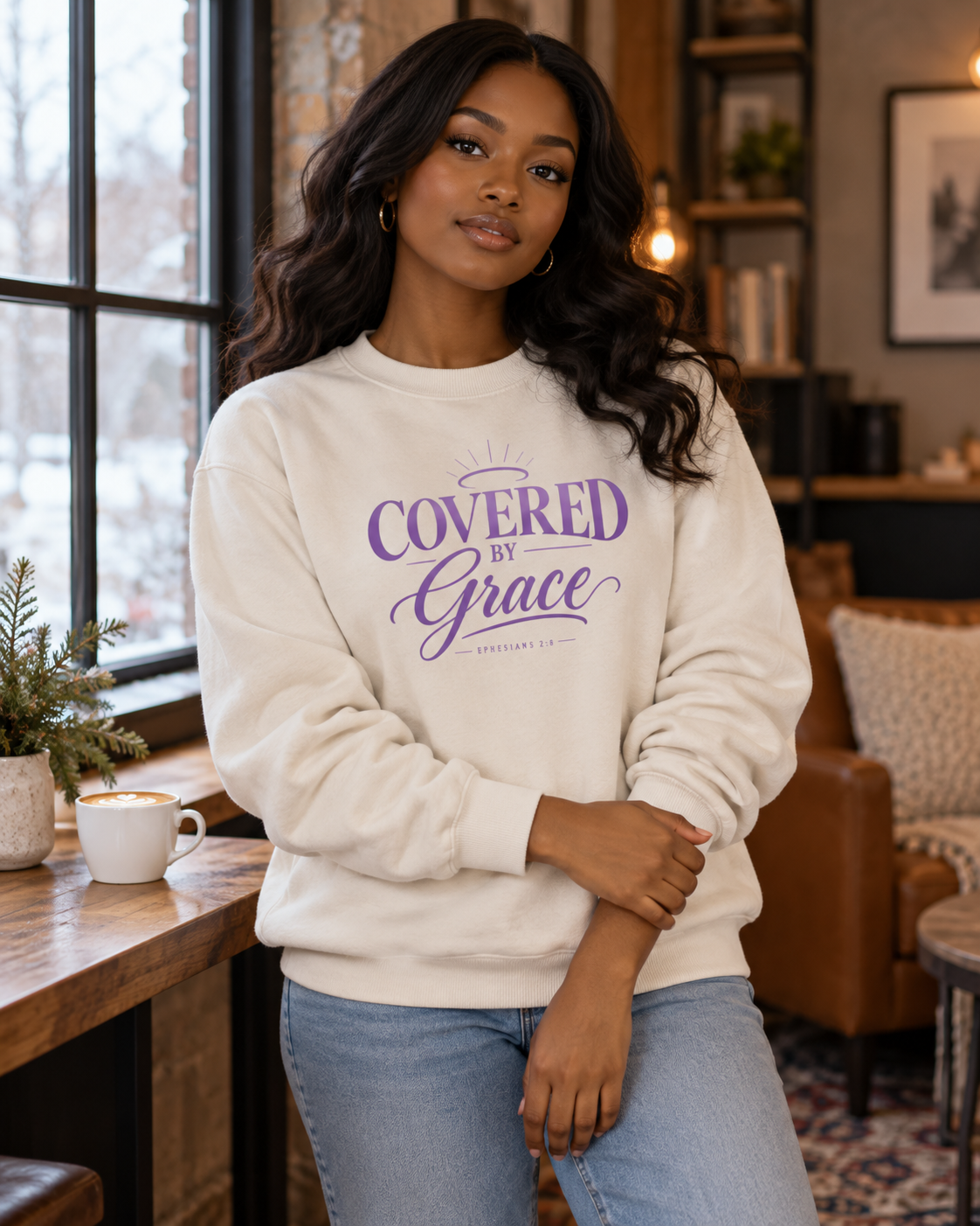 Bone Covered by Grace Sweatshirt | Christian Faith Typography