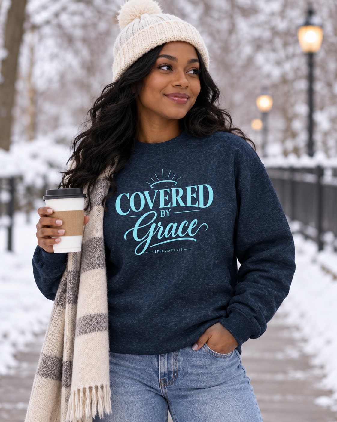 Covered by Grace Sweatshirt | Christian Faith Typography: other