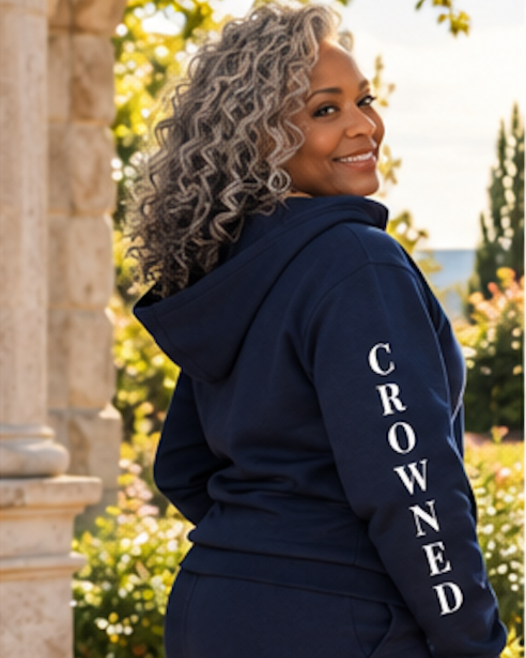 Crowned In Virtue's Premium Navy Zip-Up Sweatshirt view 2