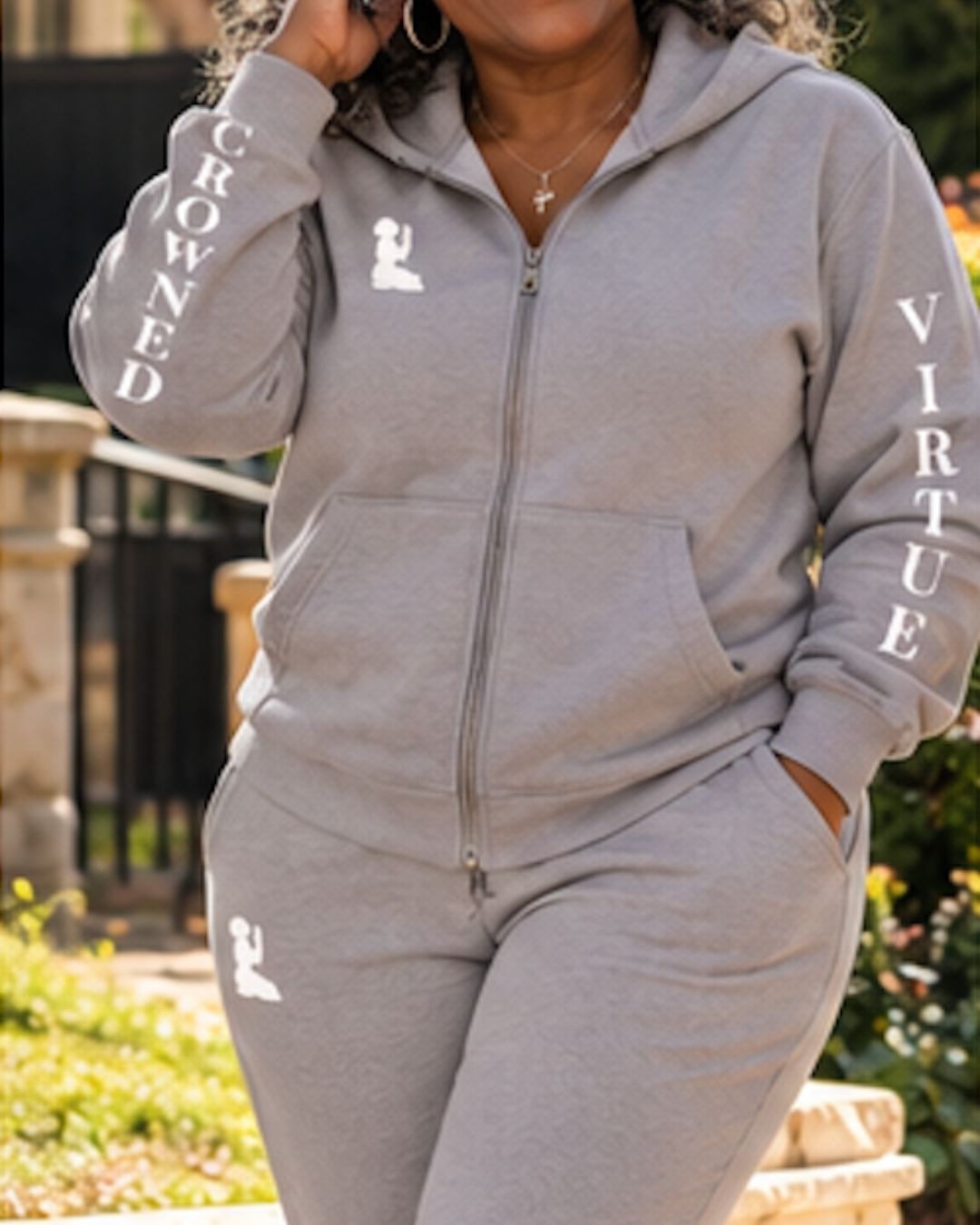 Crowned In Virtue's Premium Cozy Grey Joggers view 2