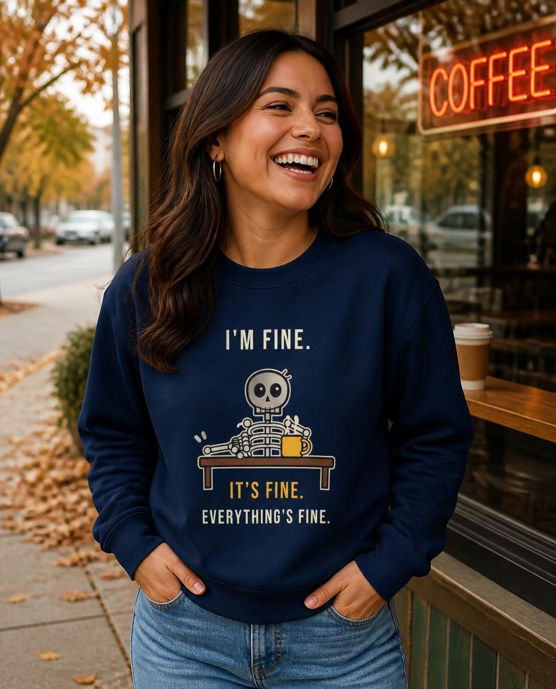 I'm Fine It's Fine Everything's Fine crewneck sweatshirt, photo 1 of 5