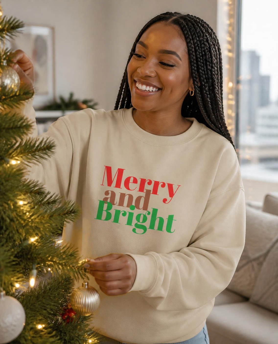 Merry and Bright crewneck sweatshirt, photo 1 of 9