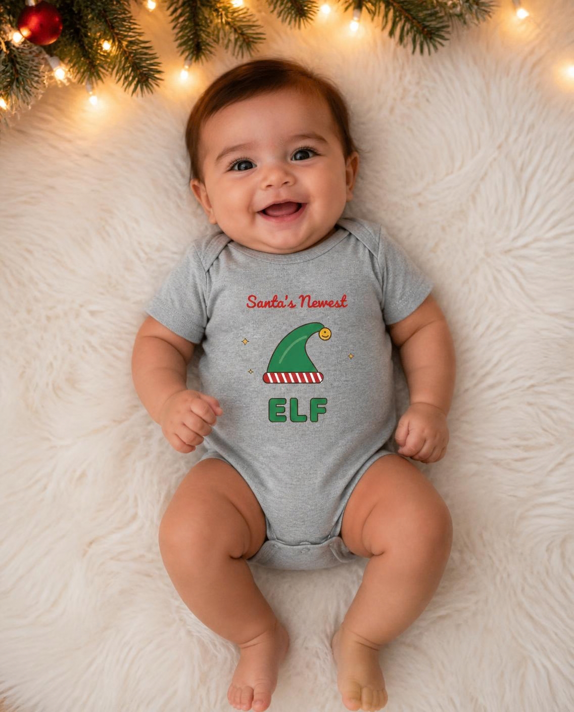 Santa's Newest Elf baby bodysuit, photo 1 of 7