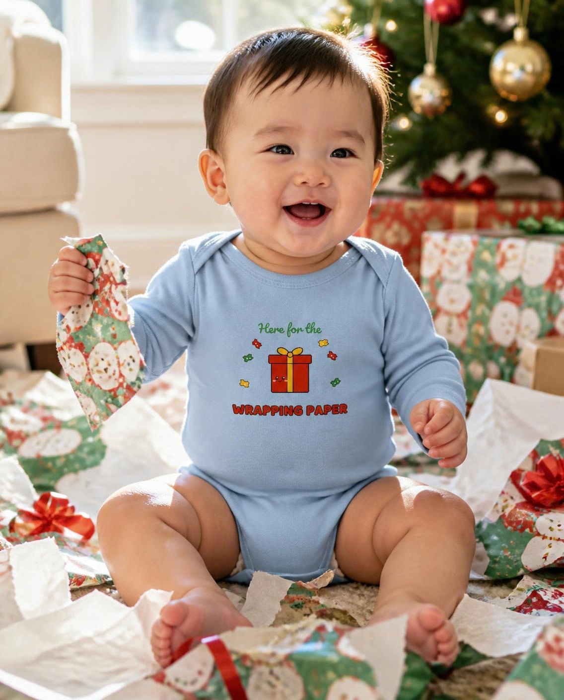 Here for the Wrapping Paper long sleeve bodysuit, photo 1 of 6