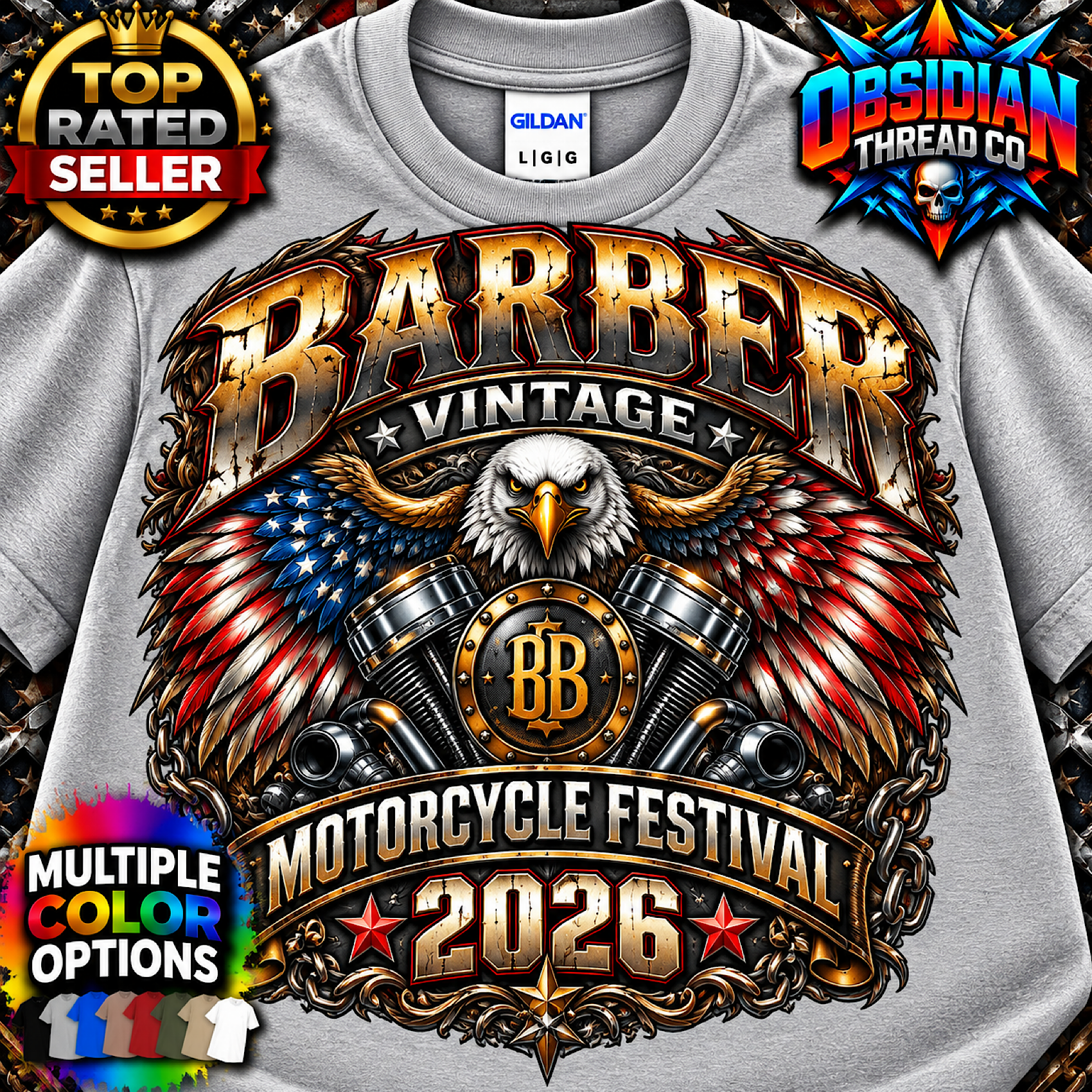 Barber Vintage Motorcycle Festival 2026 Birmingham Alabama Biker Shirt no harley color preview 4