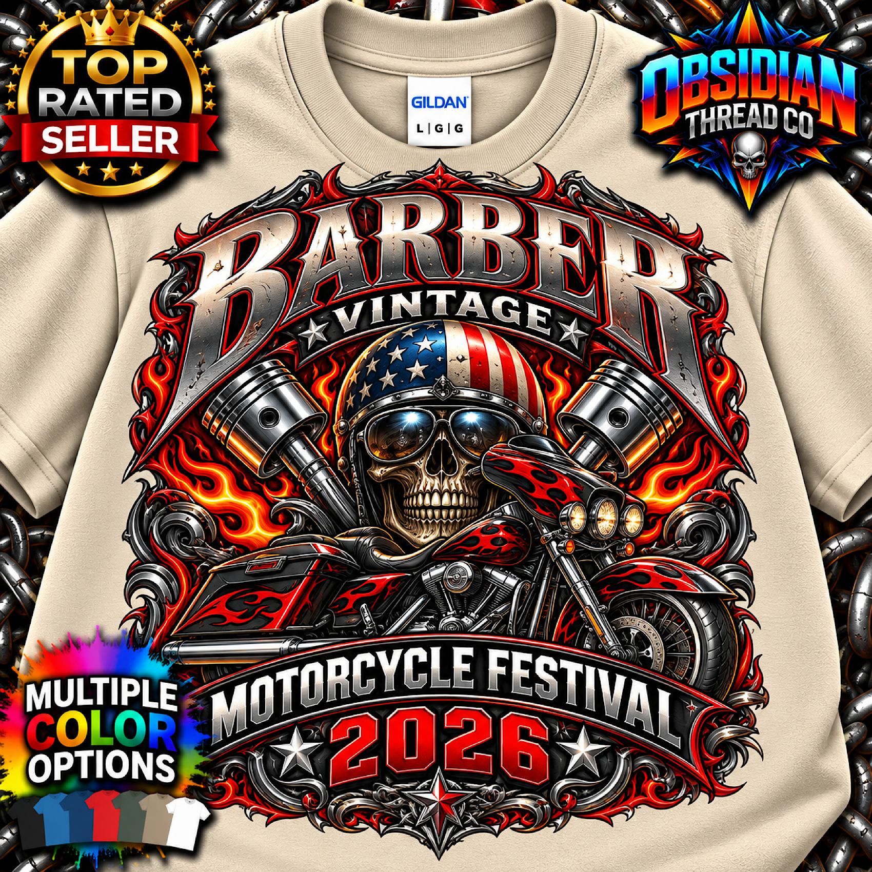 Barber Vintage Motorcycle Festival 2026 Birmingham Alabama Biker Shirt no harley color preview 3