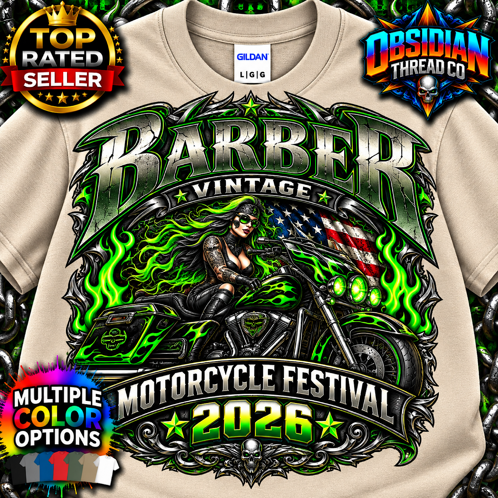 Barber Vintage Motorcycle Festival 2026 Birmingham Alabama Biker Shirt no harley color preview 3