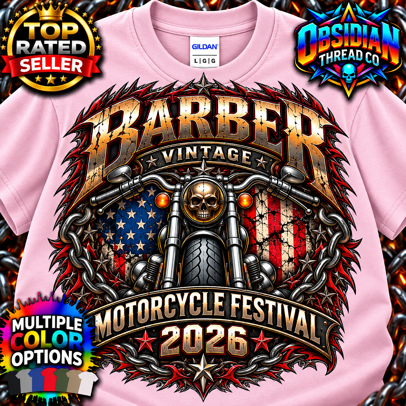 Barber Vintage Motorcycle Festival 2026 Birmingham Alabama Biker Shirt no harley color preview 3