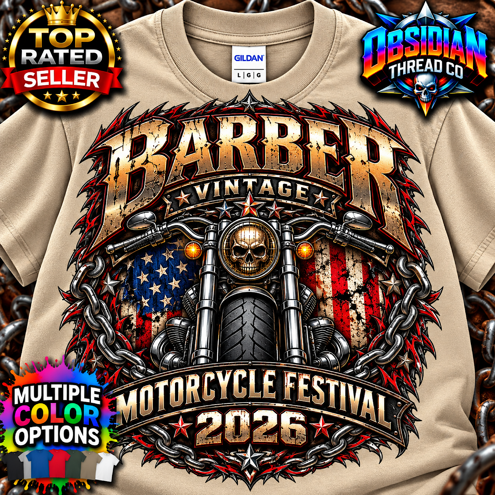 Barber Vintage Motorcycle Festival 2026 Birmingham Alabama Biker Shirt no harley color preview 4