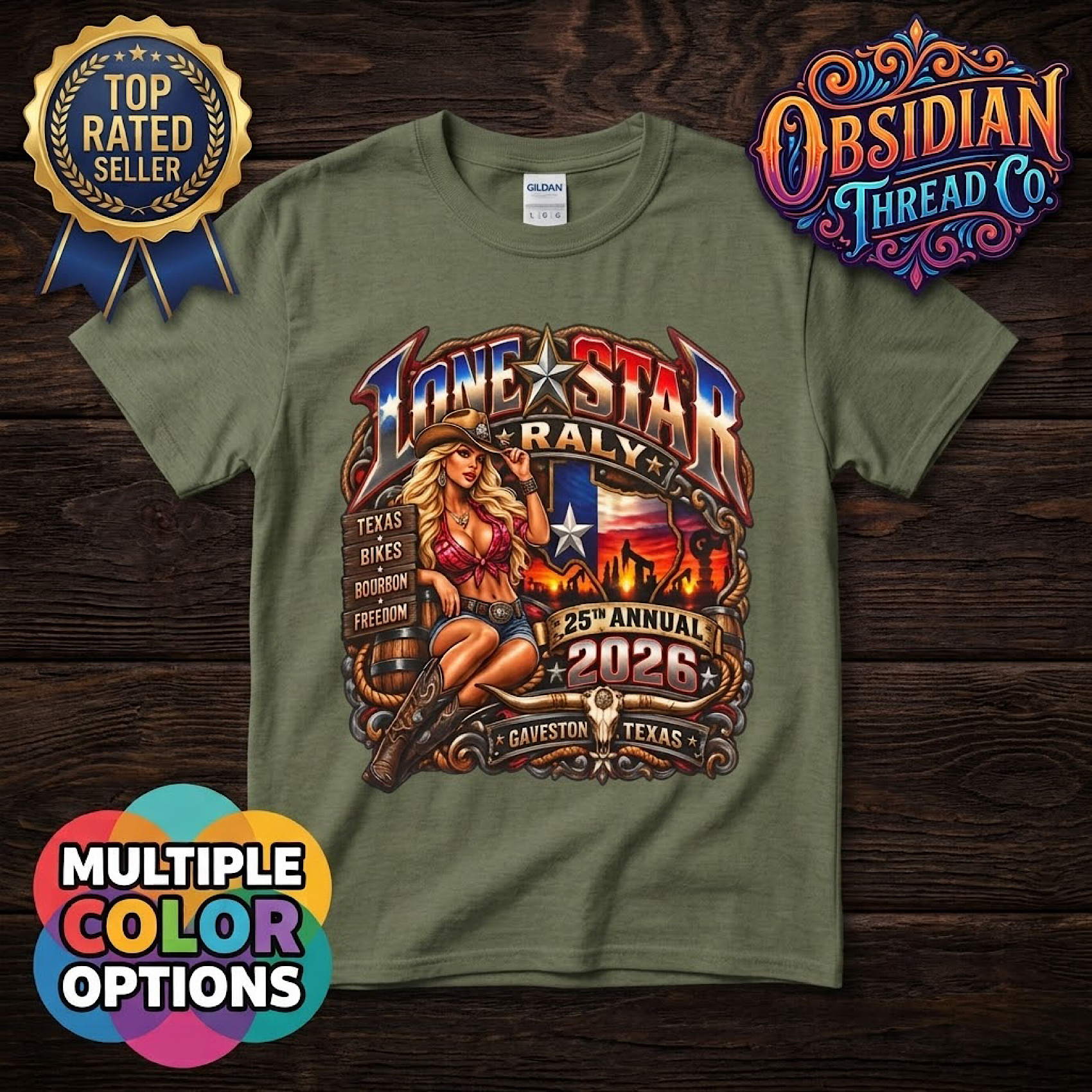 Lone Star Rally 2026 Galveston Texas 25th Anniversary Biker Shirt no harley color preview 4