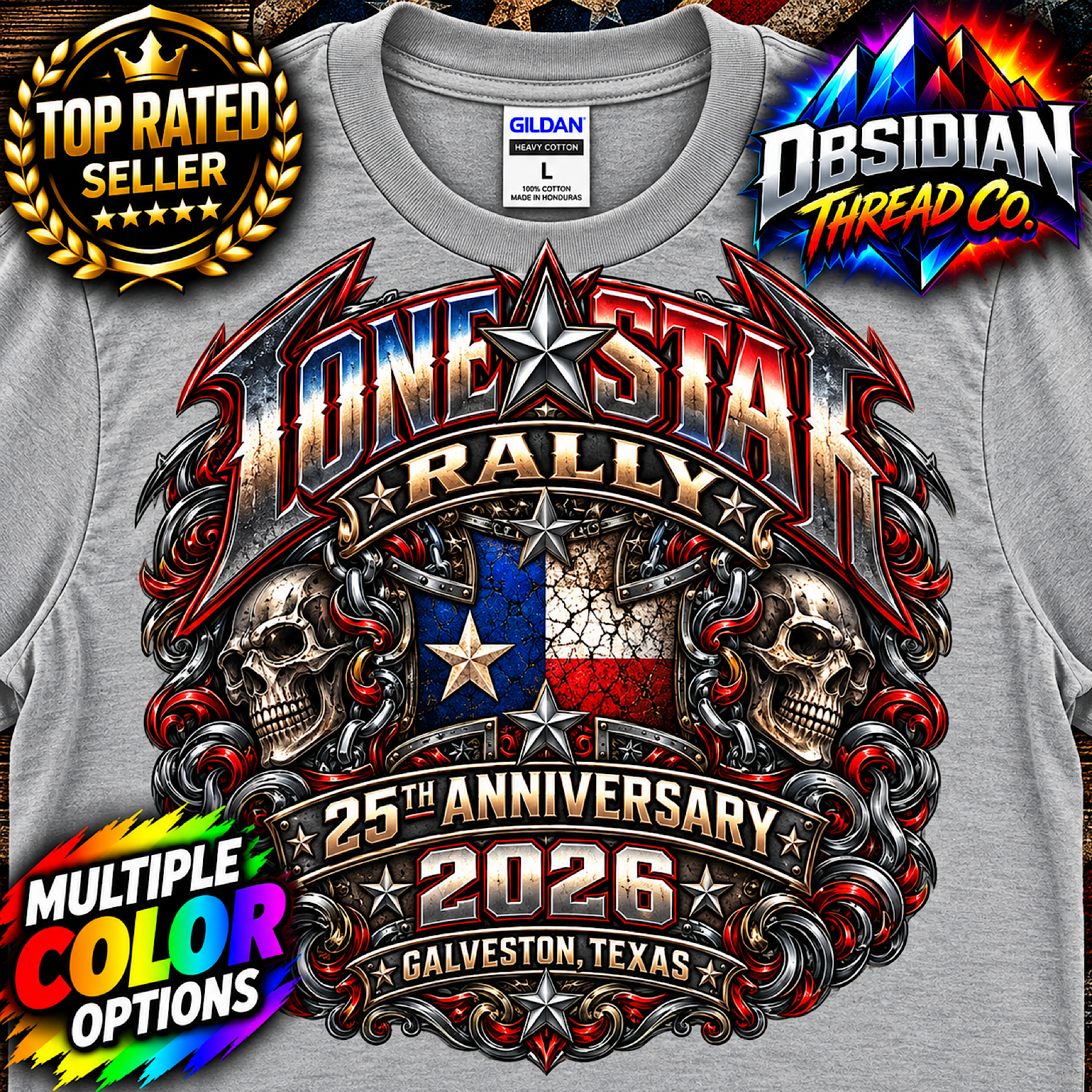Lone Star Rally 2026 Galveston Texas 25th Anniversary Biker Shirt no harley color preview 4