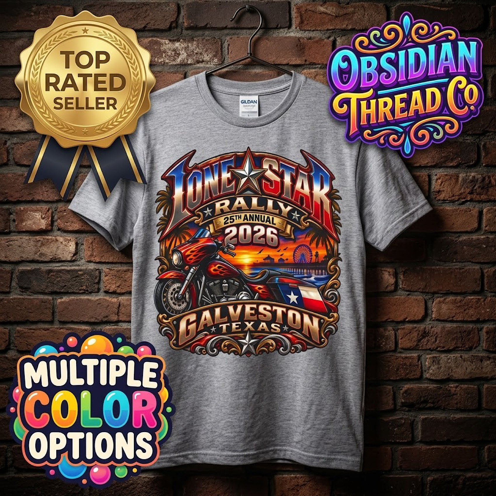 Lone Star Rally 2026 Galveston Texas 25th Anniversary Biker Shirt no harley color preview 4
