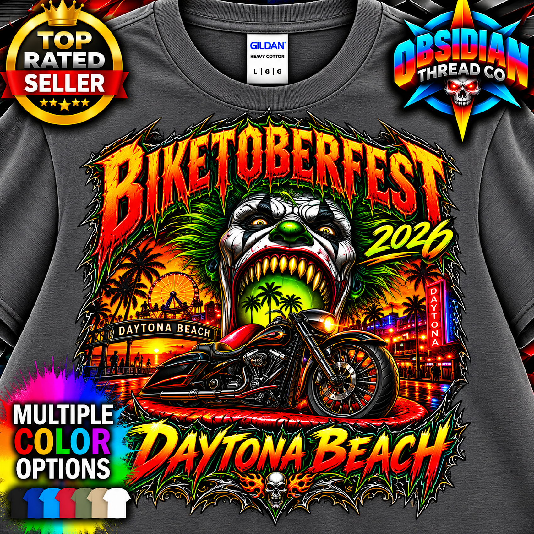 Biketoberfest 2026 Daytona Beach Florida Motorcycle Biker Rally Shirt no harley color preview 2