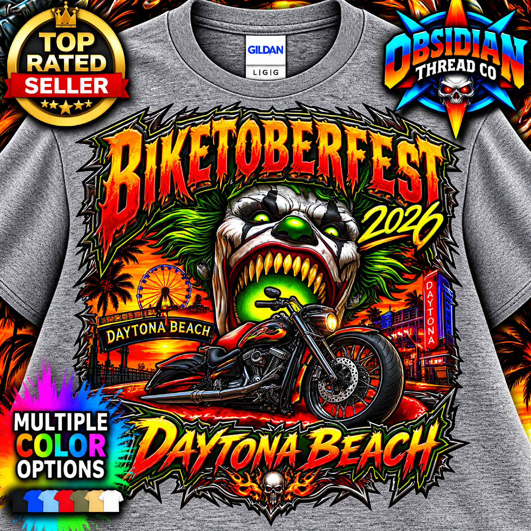 Biketoberfest 2026 Daytona Beach Florida Motorcycle Biker Rally Shirt no harley color preview 4