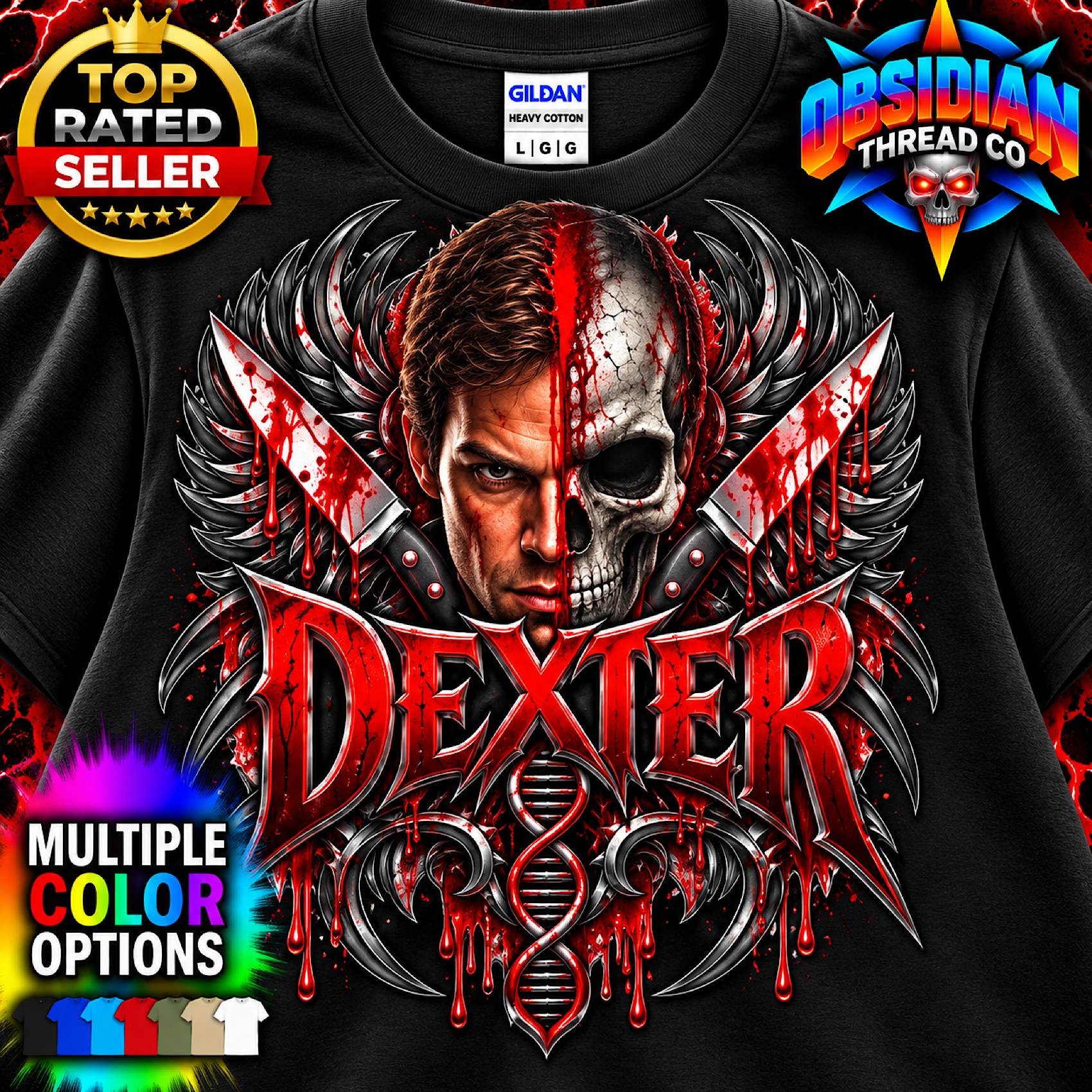 DEXTER RESURRECTION T-Shirt TV Series Serial Killer Horror Graphic Tee 2026 artwork detail