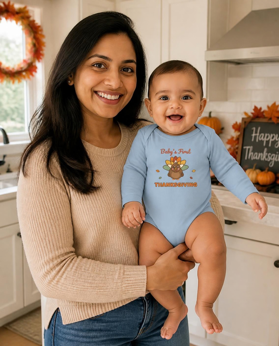 Baby's First Thanksgiving long sleeve bodysuit, photo 1 of 6