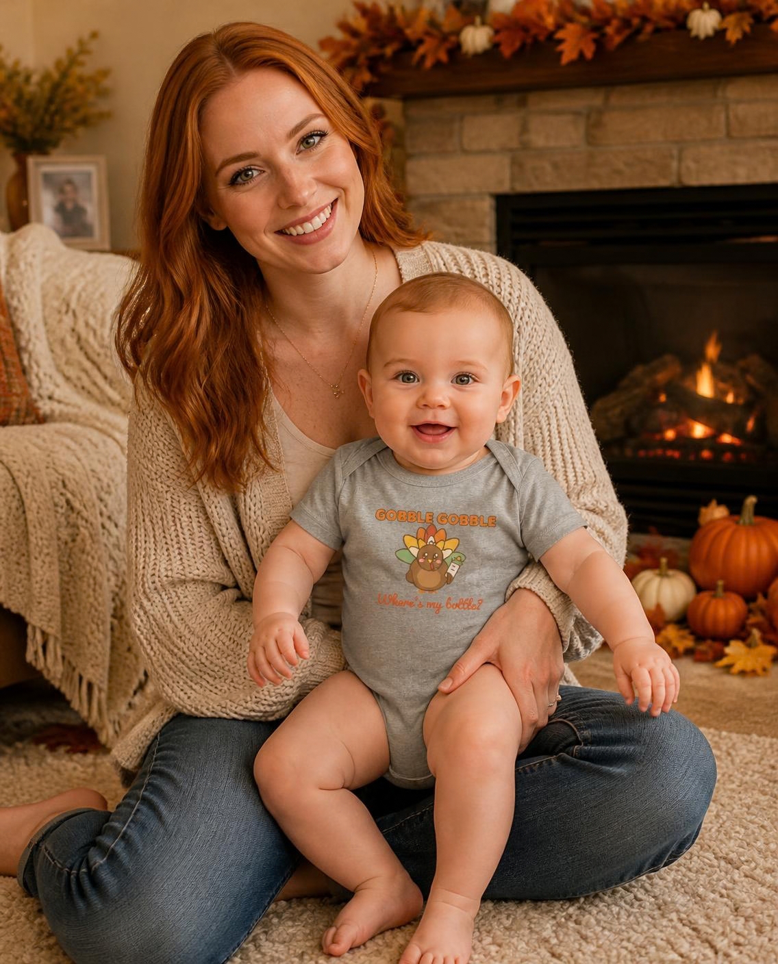 Gobble Gobble Where's My Bottle baby bodysuit, photo 1 of 7