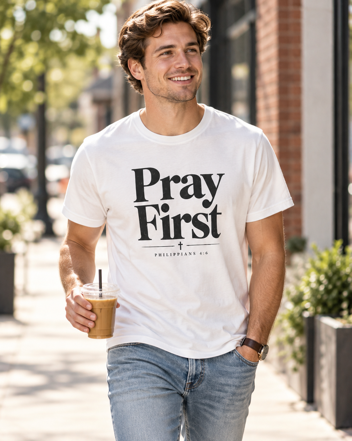 Pray First Scripture Tee | Christian Faith Prayer T-shirt: other